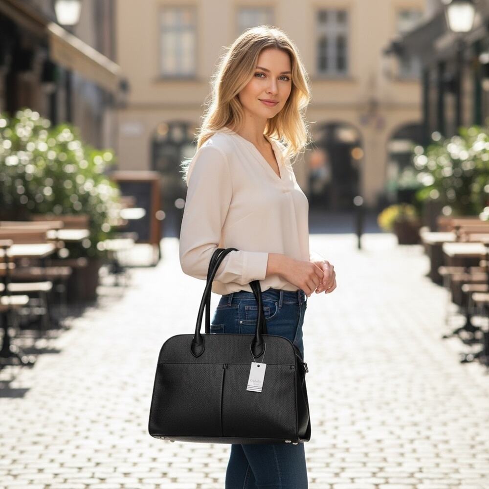 OPHELIA ROE Women’s Black Buckle Tote Bag